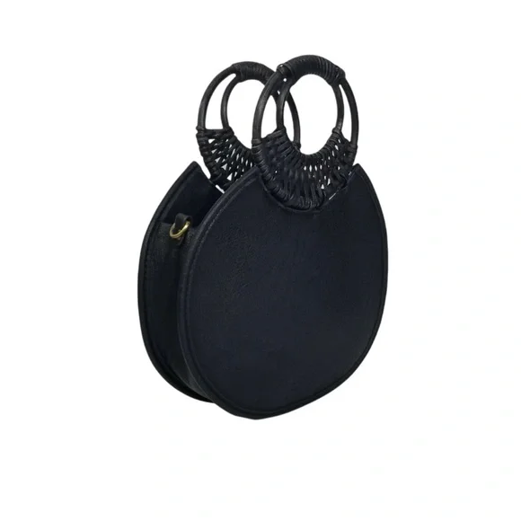 ANTHROPOLOGIE Womens Marianne Black Woven Crossbody Circle Bag - Picture 4 of 12